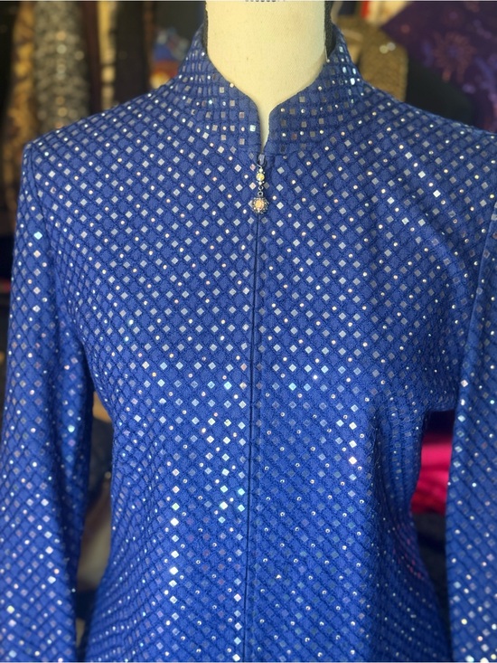 St. John Jackets & Blazers - St. John Royal Blue Sequined Mandarin Collar skirts suit. Super blinking .